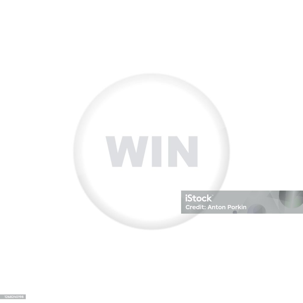 Small Win Button Win White Button Neumorphism Realistic Button On White Background ...