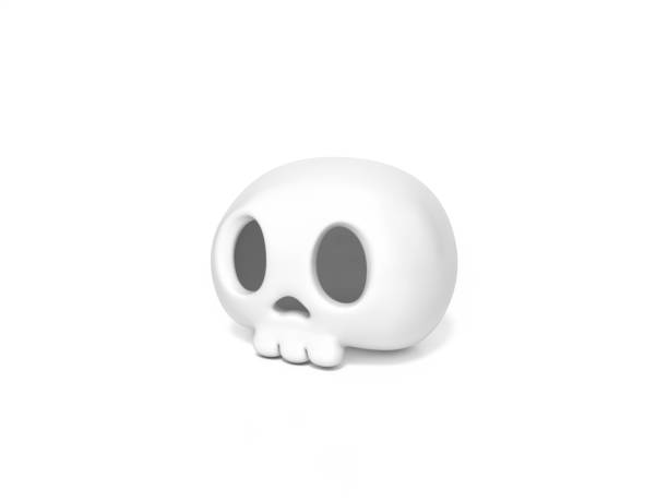 Halloween human skull on white background 3d rendering. 3d illustration skull for celebration Halloween event template minimal style concept.