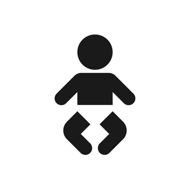 Isolated diaper wearing baby icon,  Bathroom baby changing station sign Vector symbol of a baby wearing diapers babies stock illustrations