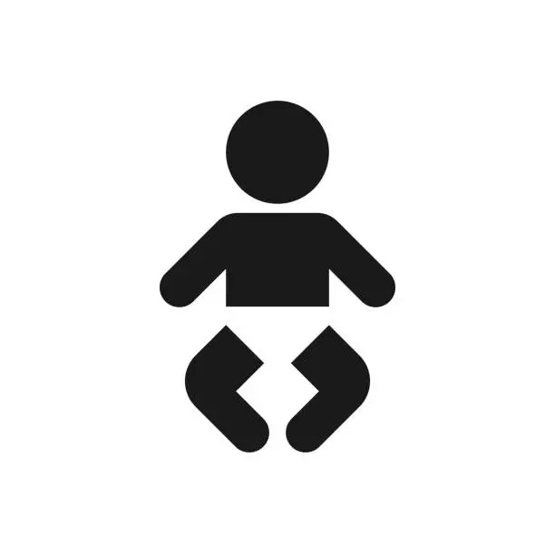 Vector illustration of Isolated diaper wearing baby icon,  Bathroom baby changing station sign