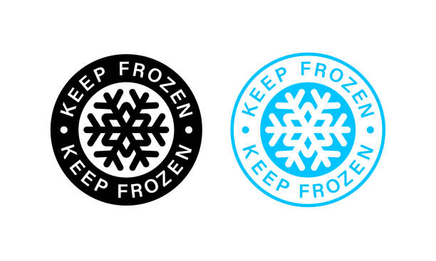 Keep frozen label. Vector on isolated white background. EPS 10 Keep frozen label. Vector on isolated white background. EPS 10. keeping cool stock illustrations