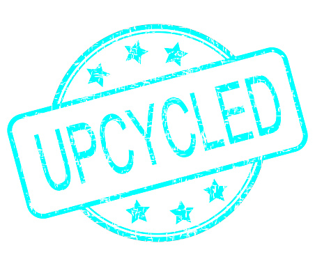 blue upcycled rubber stamp – illustration