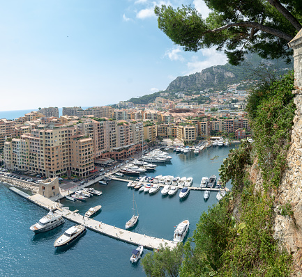 Top view on the Monegasque harbor Port de Fontvieille in Monaco