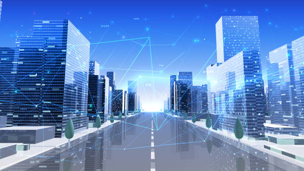 istock Digital City Network Building Technology Communication Data Business 3D illustration Background 1268259238