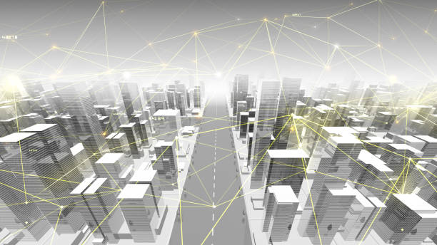 istock Digital City Network Building Technology Communication Data Business 3D illustration Background 1268259324