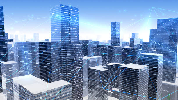 istock Digital City Network Building Technology Communication Data Business 3D illustration Background 1268259497