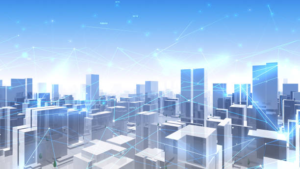 istock Digital City Network Building Technology Communication Data Business 3D illustration Background 1268259516