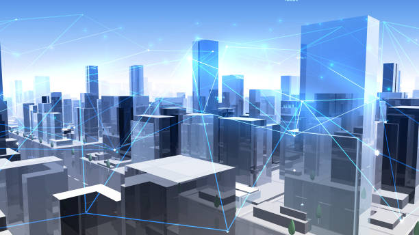 istock Digital City Network Building Technology Communication Data Business 3D illustration Background 1268259595