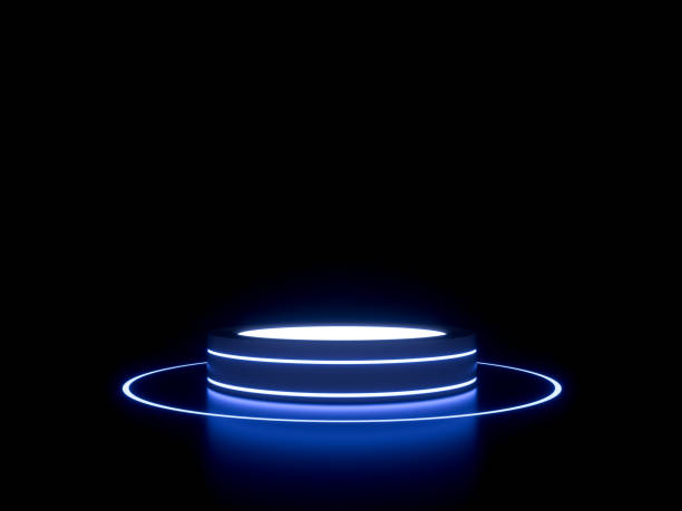 istock Product display stand with blue neon light 1268260531