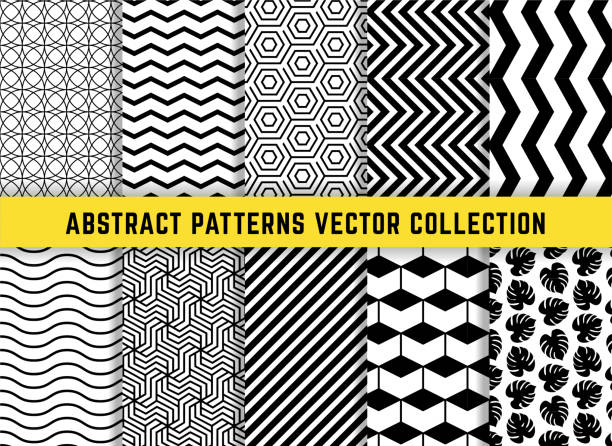illustrations, cliparts, dessins animés et icônes de ensemble de motifs vectoriels minimalistes géométriques - striped wallpaper sample backgrounds pattern