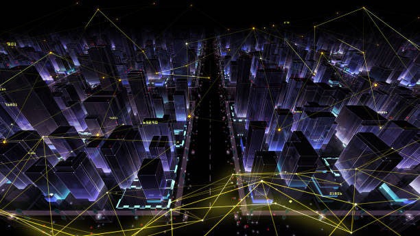 istock Digital City Network Building Technology Communication Data Business 3D illustration Background 1268264126