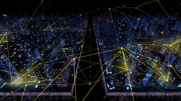 istock Digital City Network Building Technology Communication Data Business 3D illustration Background 1268264701
