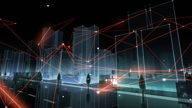 istock Digital City Network Building Technology Communication Data Business 3D illustration Background 1268264718