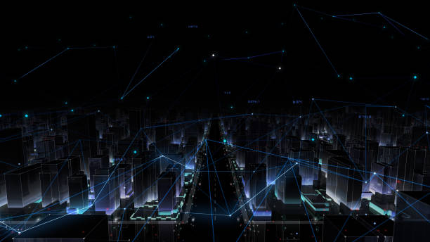 istock Digital City Network Building Technology Communication Data Business 3D illustration Background 1268264759