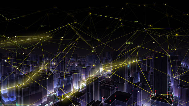 istock Digital City Network Building Technology Communication Data Business 3D illustration Background 1268264935