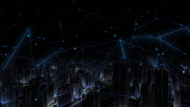 istock Digital City Network Building Technology Communication Data Business 3D illustration Background 1268264949