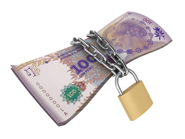 istock Argentina peso money finance safe security lock 1268265093