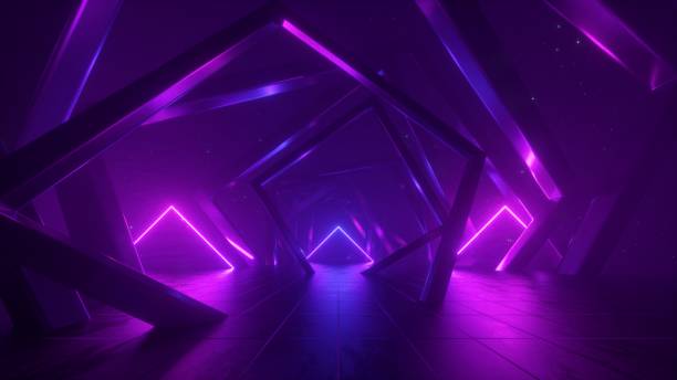 istock 3d render, abstract geometric background with neon light, cosmic wallpaper with polygonal structure, chaotic square frames, ultraviolet spectrum 1268265929