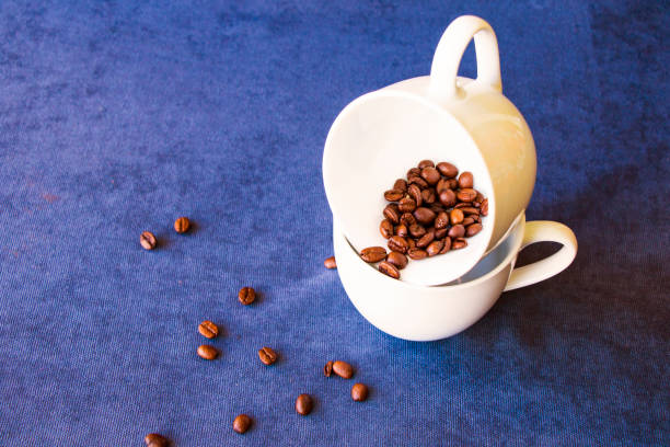 Black coffee beans for cappuccino and Americano, studio shoot