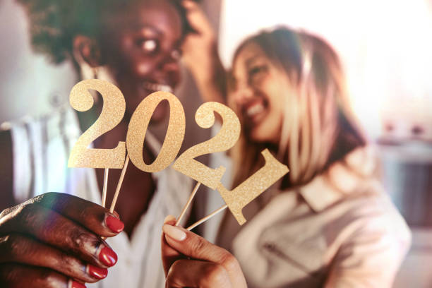 Woman celebrating 2021 New Year