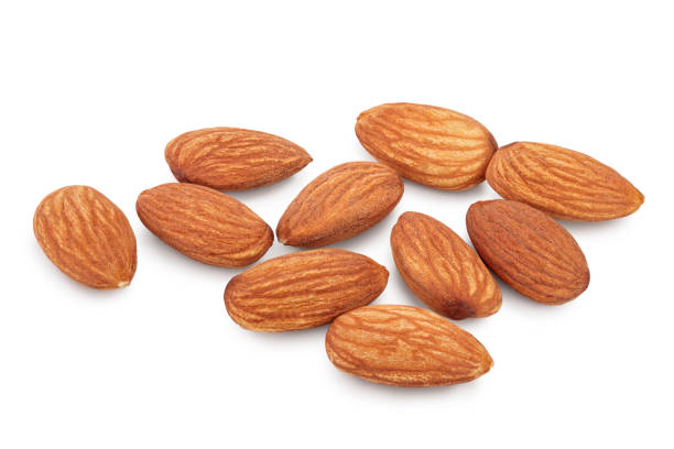 istock Almonds nuts isolated on white background with clipping path and full depth of field. 1268268447
