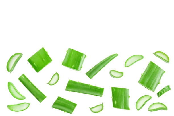 istock Aloe vera sliced isolated on white background. Top view. Flat lay. 1268268870