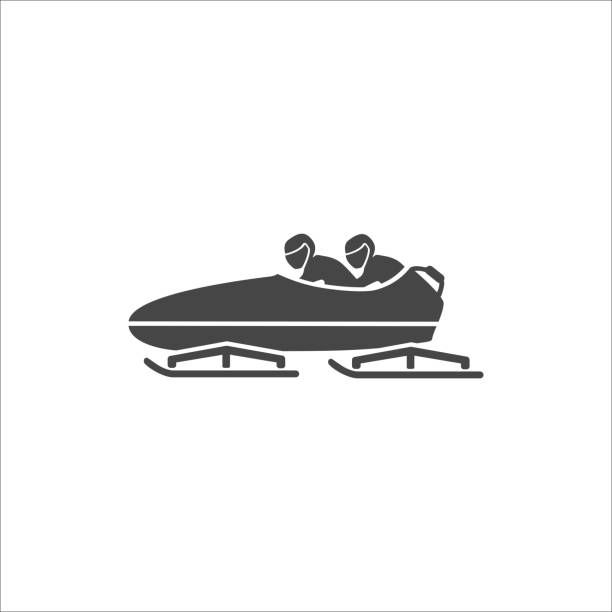 значок бобслея. векторная иллюстрация на белом - bobsledding stock illustrations