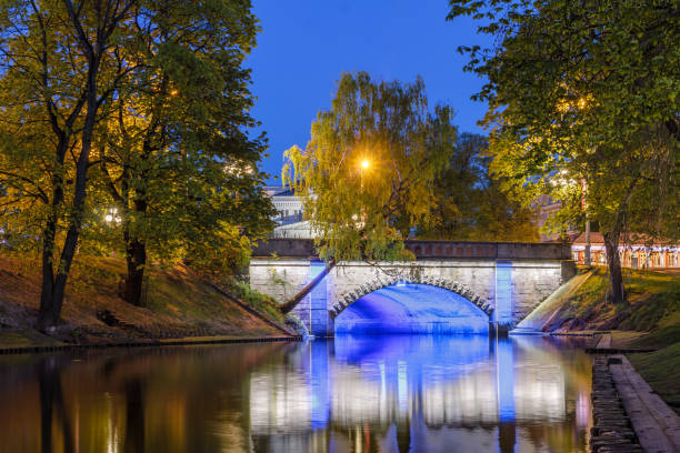 istock Night river cityscape of Riga, Latvia 1268271010