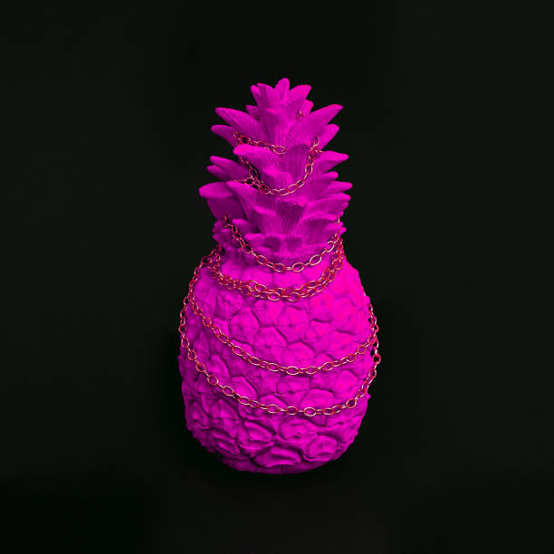 istock Pink pineapple on black background. Minimal creative art 1268272334