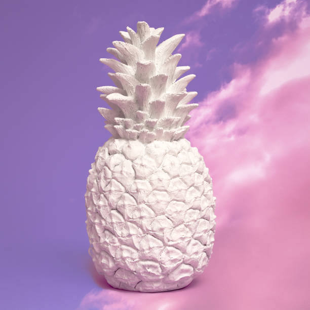 istock Fashion painted white pineapple on a sky background. Minimal art 1268273073