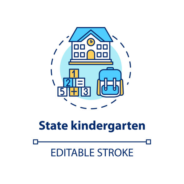 State kindergarten concept icon State kindergarten concept icon. Early childhood education. Preschool. Public child care center idea thin line illustration. Vector isolated outline RGB color drawing. Editable stroke school counselor stock illustrations