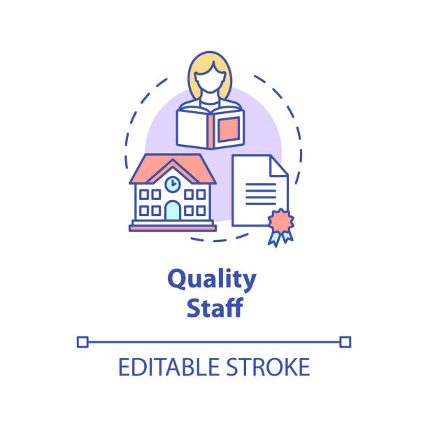 Quality staff concept icon Quality staff concept icon.Teaching personnel. Preschool education. Baby care center and school idea thin line illustration. Vector isolated outline RGB color drawing. Editable stroke school counselor stock illustrations