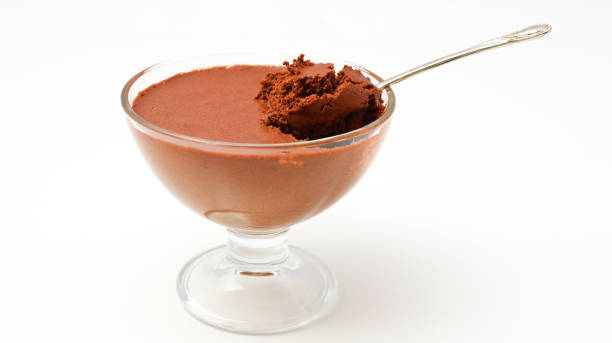 istock Chocolate mousse in a bowl isolated on a white background 1268275330