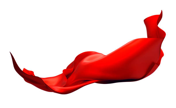 istock Red fabric flying in the wind isolated on white background 3D render 1268276783