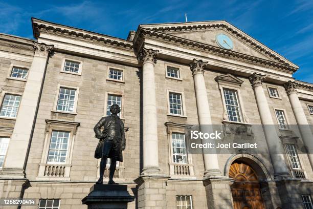 Edmund Burke Statue At Trinity College In Dublin Ireland Stock Photo - Download Image Now