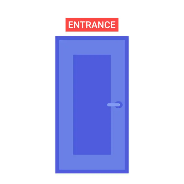 Vector illustration of Closed door with a sign entrance. Vector