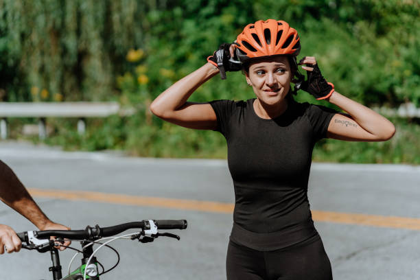 istock Woman getting ready for a bike ride 1268294452
