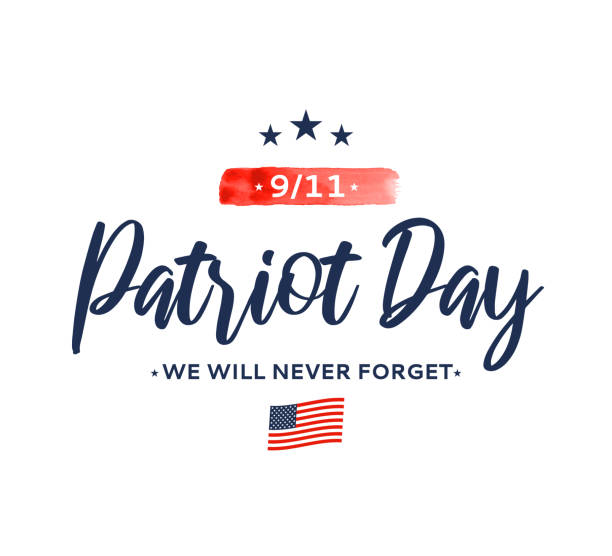 patriot day usa 9/11, 11. september wir werden es nie vergessen. vektor - twin towers manhattan stock-grafiken, -clipart, -cartoons und -symbole
