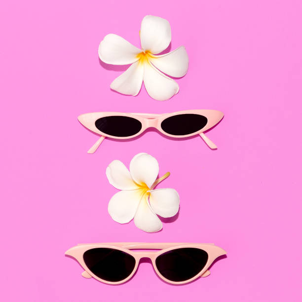 istock Fashion retro sunglasses set. Stylish summer trend accessory. Flat lay 1268302933