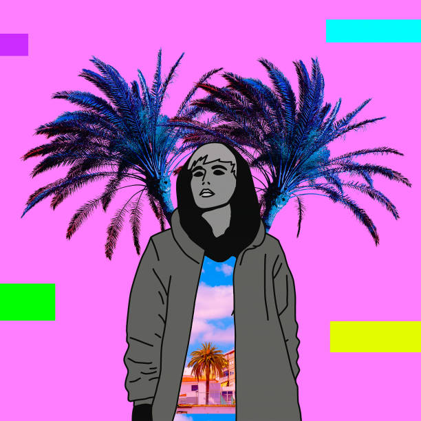 istock Contemporary art collage. Girl sketch Vacation dreams 1268306621