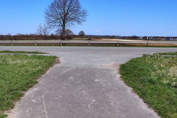 istock Beautiful view on countryside roads with fields and trees in northern europe 1268307512
