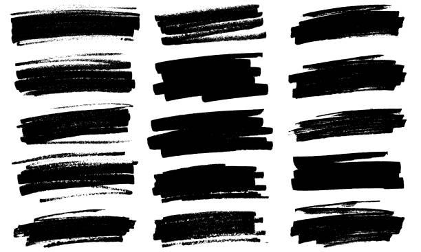 stockillustraties, clipart, cartoons en iconen met grunge zwarte verfmarkerlijnen vector - viltstift