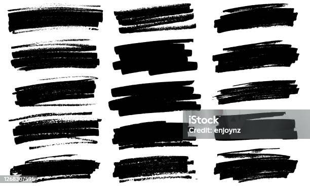 Grunge Black Paint Marker Strokes Vector Stock Illustration - Download Image Now - Brush Stroke, Paint, Felt Tip Pen