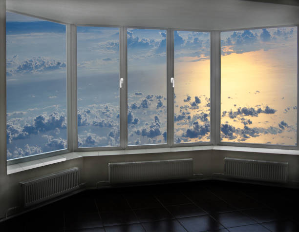 istock Cozy room overlooking clouds above sea. Landscape with clouds above ocean 1268307611