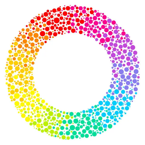 Vector illustration of Simple rainbow dotted circle