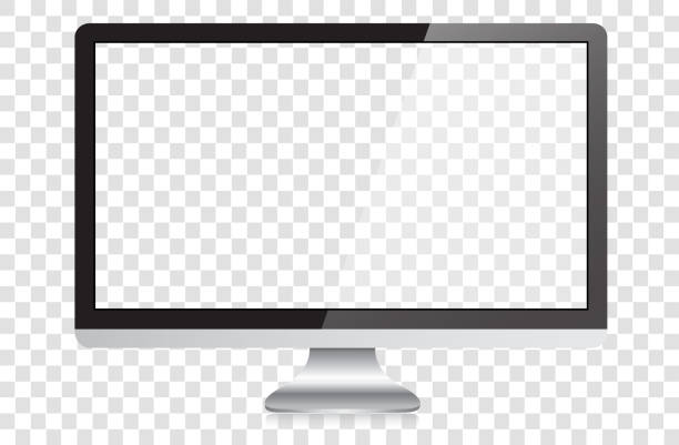 illustrazioni stock, clip art, cartoni animati e icone di tendenza di moderno monitor per pc desktop hd widescreen - schermo illustrazioni