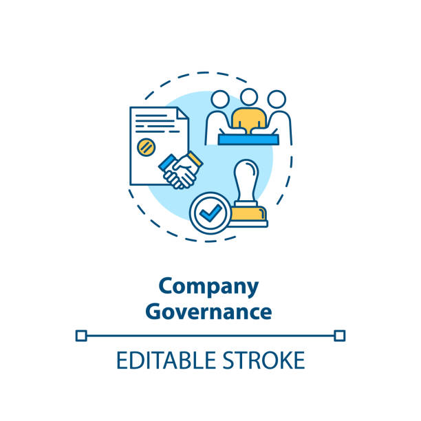Company governance concept icon Company governance concept icon. Corporate management. Business partnership. Board of directors idea thin line illustration. Vector isolated outline RGB color drawing. Editable stroke general manager stock illustrations