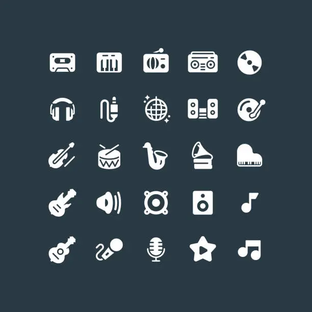 Vector illustration of Flat Music Icons