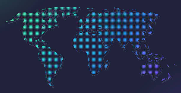 illustrazioni stock, clip art, cartoni animati e icone di tendenza di mappa dei punti del mondo - parabolic mirror