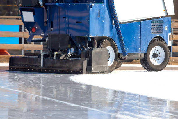istock special machine for cleaning ice on an ice rink at work. Transport industry 1268337646